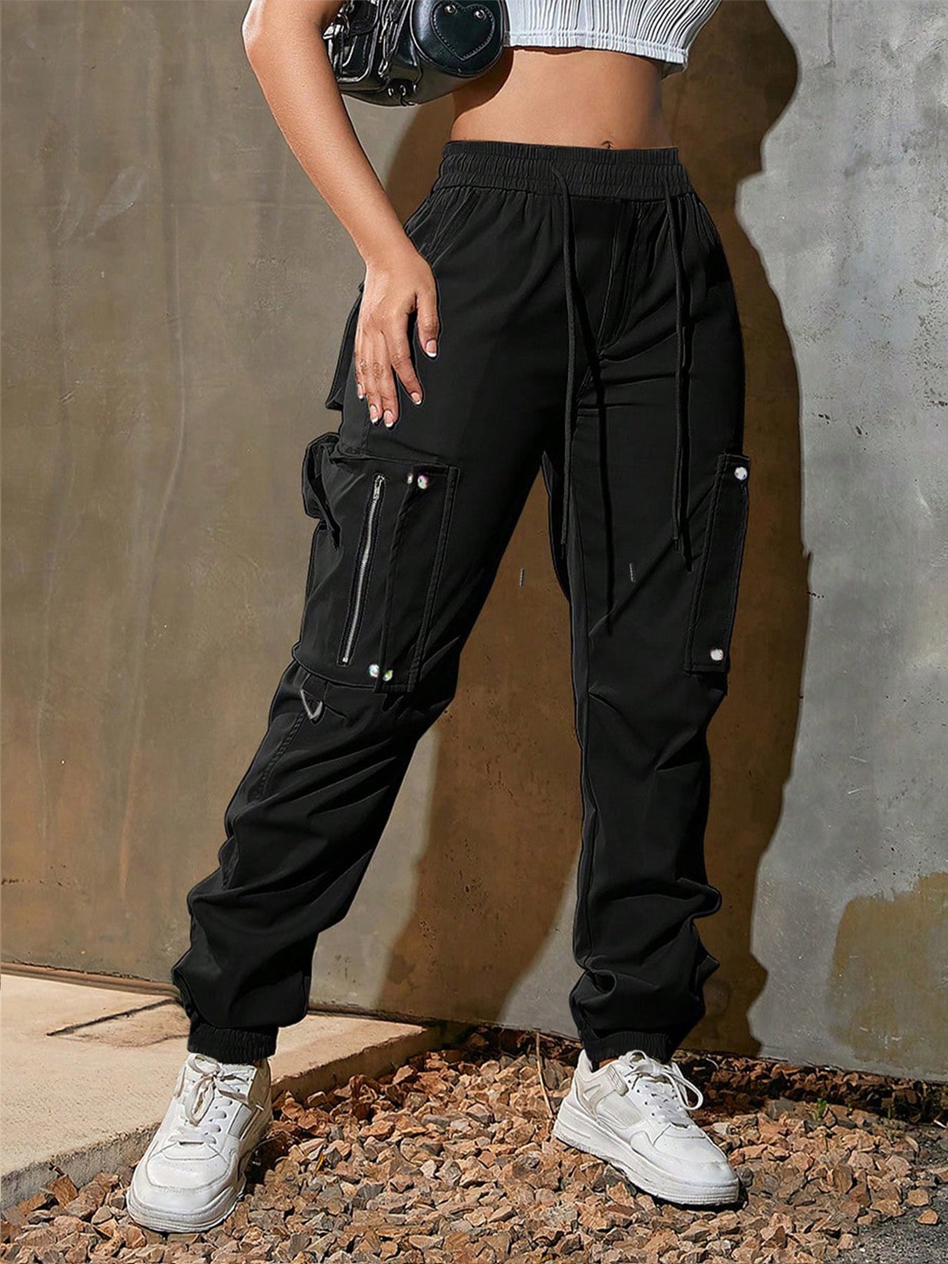 Overalls Summer American Sports Pants Black - D&A