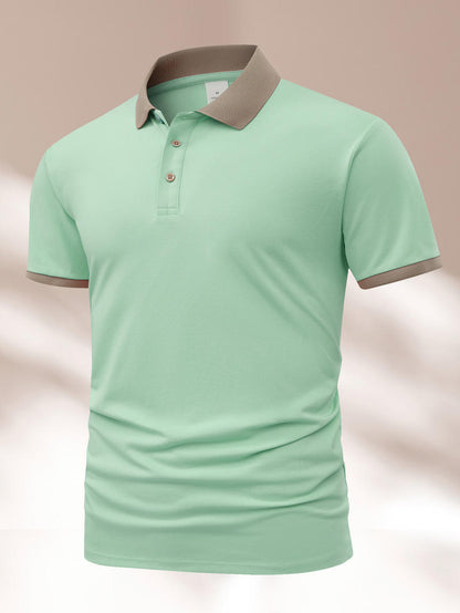 Summer Polo Shirt Printed T-shirt Short Sleeve High-end Lapel Green - D&A
