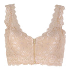 Cross-border Front Buckle Bra Front Zipper Sexy Lace Bra Vest Bra Upper Support Thin Underwear - D&A