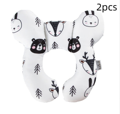Infant Pillow Baby Bed U-Shaped Safety Seat Neck Guard Fixed Stereotyped Stroller Pillow Bear 2pcs OPP - D&A