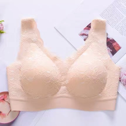 Gathered invisible vest bra beautiful back bra Flesh - D&A