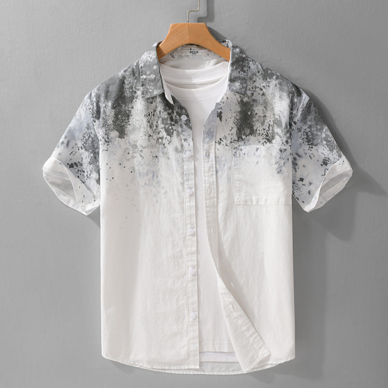 Menswear Hanging Dyed Short-sleeved Shirt Pure Cotton - D&A