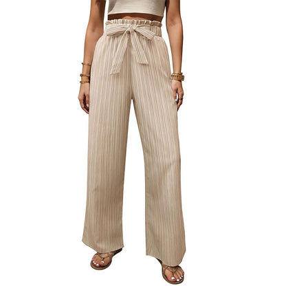 Tied Lotus Leaf Elastic Trousers - D&A