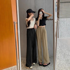New High Waist Drooping Straight Pear Shapes Pants - D&A