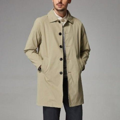 Men's Mid-length Loose Skin Trench Casual Thin Coat Beige White - D&A