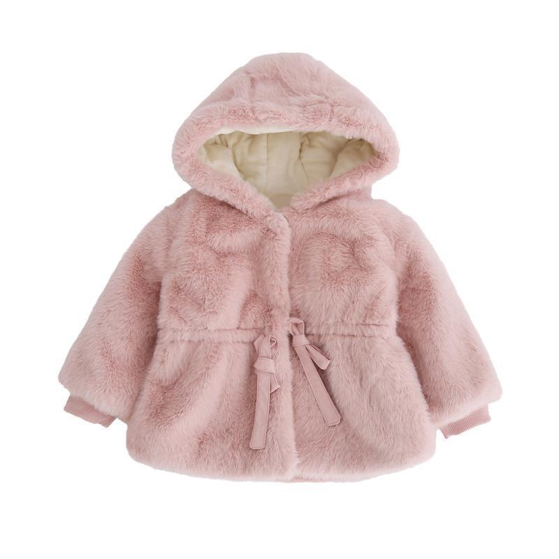 Baby Winter Clothes Kids Plus Velvet Padded Wool Sweater Pink - D&A