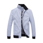 New Jacket Men Fashion Casual Loose Mens Jacket Sportswear Bomber Jacket Mens jackets and Coats Plus Size M- 5XL Light gray - D&A