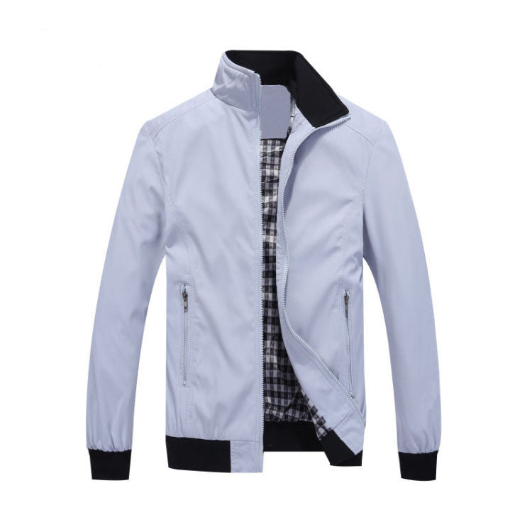 New Jacket Men Fashion Casual Loose Mens Jacket Sportswear Bomber Jacket Mens jackets and Coats Plus Size M- 5XL Light gray - D&A