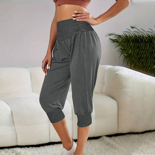Women's Home Casual Pants High Waist Temperament Ankle-tied Harem Pants - D&A