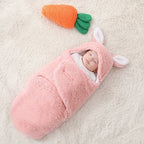Super Soft Baby Sleeping Bag Fluffy Fleece Newborn Blanket Swaddle Blankets, Unisex Baby Wrap For Newborn Baby Boys Girls With Head-Protecting & Head-Supporting Function, Wearable Swaddle Sleep Sack - D&A