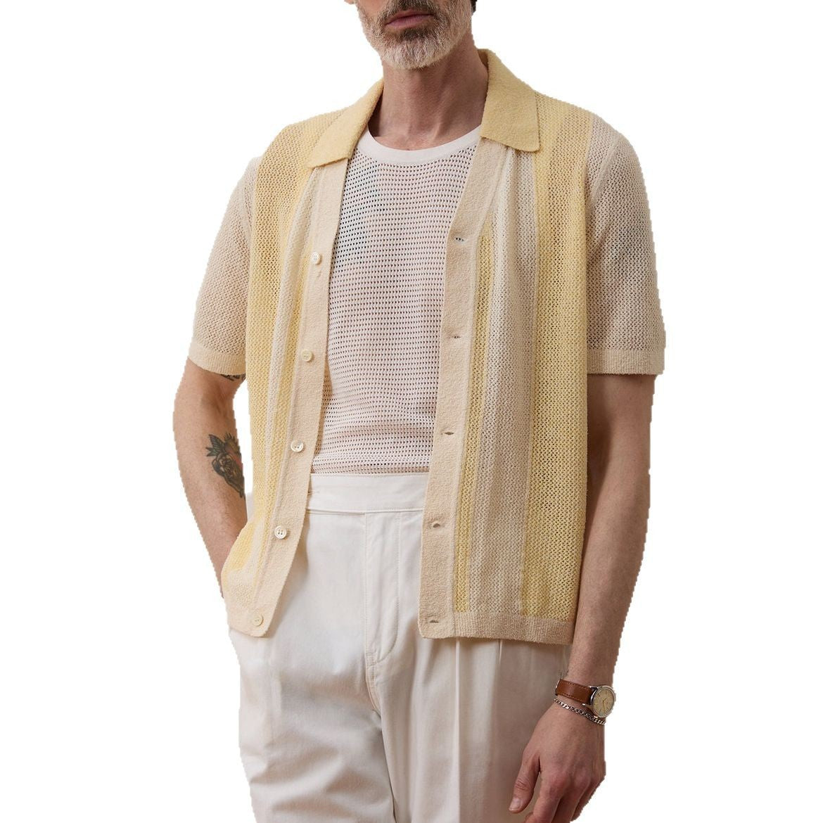 Hollow-out Short-sleeved Sweater Casual Polo Shirt - D&A