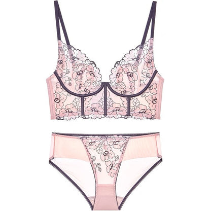 Sexy Adjustable Lace Bra Without Underwire Bra Pink - D&A