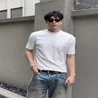 Summer Shoulder Half Turtleneck Cuff Short Sleeve - D&A