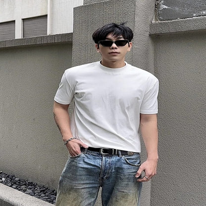 Summer Shoulder Half Turtleneck Cuff Short Sleeve - D&A