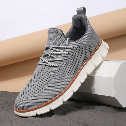 Men's Fashionable Flying Woven Surface Breathable Sneaker Gray 8806 - D&A