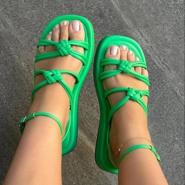 Plus Size Outer Wear Woven Beach Sandals - D&A