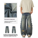 Men's Ripped Wide-leg Jeans - D&A