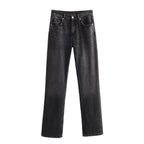 Autumn And Winter Jeans High Waist Straight Pants Women's Wide-leg Pants - D&A