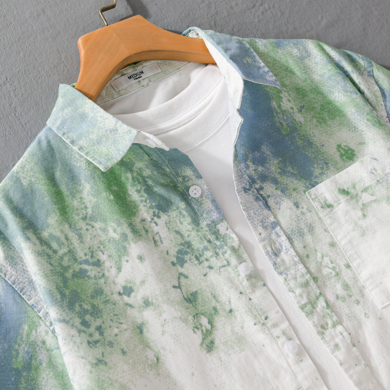 Menswear Hanging Dyed Short-sleeved Shirt Pure Cotton - D&A