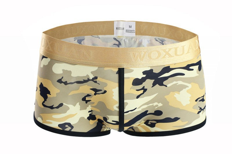 Men's Classic Camouflage Series Silky High Elastic Fashion Boxer Briefs Yellow - D&A