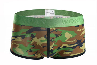 Men's Classic Camouflage Series Silky High Elastic Fashion Boxer Briefs Green - D&A