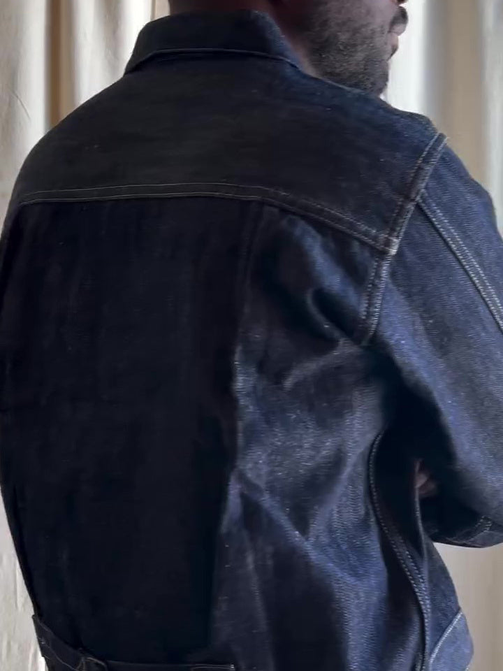 Dark Denim Classic-collar Button-up Denim Jacket - D&A