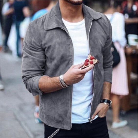 Men Slim Turn down Collar Jackets Fashion Sweatshirt Jacket Tops Casual Coat Outwear - D&A