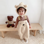 Baby Jumpsuit Autumn And Winter Plus Velvet Baby Clothing Bear Suspenders - D&A
