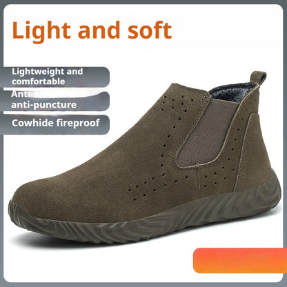 Men's Safety Shoes With Steel Toe Caps For Anti Smashing And Anti Piercing 001 khaki color Summer Edition - D&A