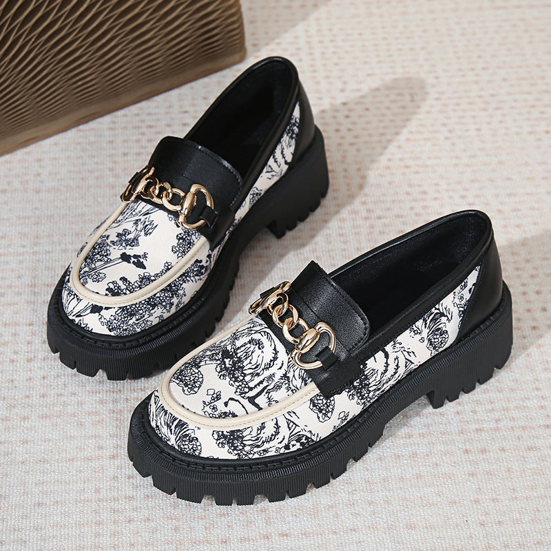 Plus Size National Style Muffin Platform Loafers Female Fashionable Golden Chain - D&A