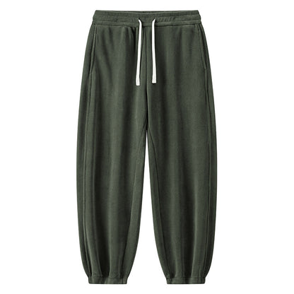 Winter Male Fleece-lined Track Pants Army Green - D&A