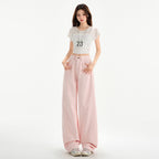 Cherry Blossom Wide Leg Draping Mop Jeans - D&A
