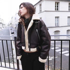 Wear Fur Integrated Lapel Thickening Warm Double-sided Casual Short Jacket Coat - D&A