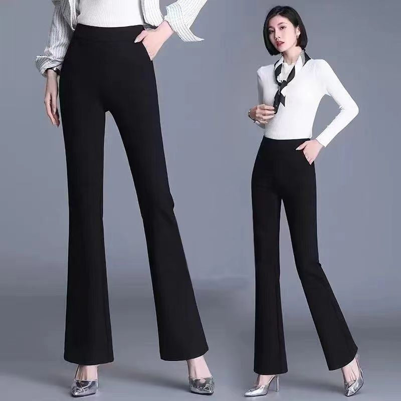 Black Weila Shark Pants Women's High Waist Stretch K051Vans With Pockets - D&A