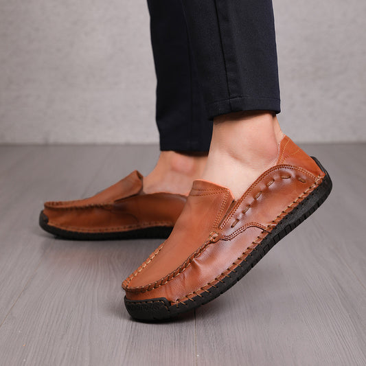 Loafers Men's Lightweight Non-slip Leather Shoes Slip-on - D&A