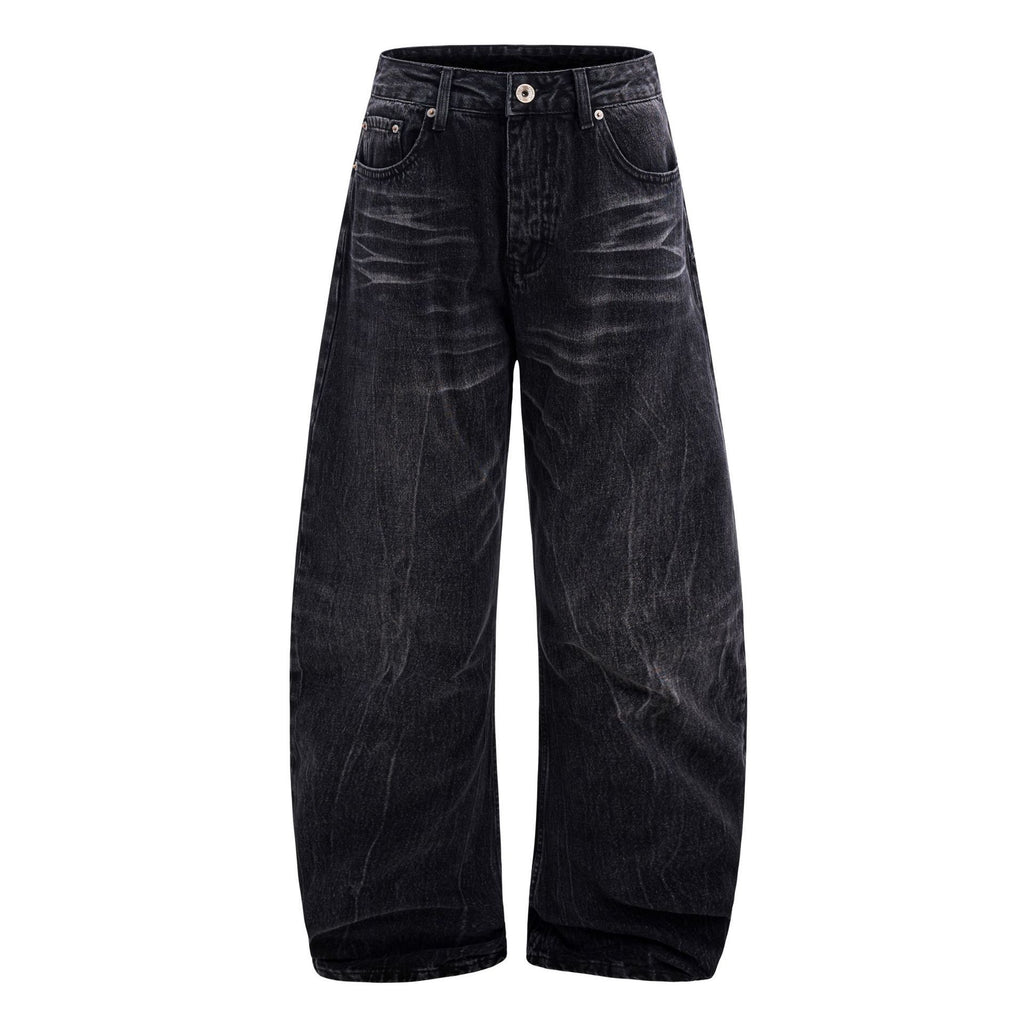 American Washed Old Lightning Crack Jeans Black - D&A