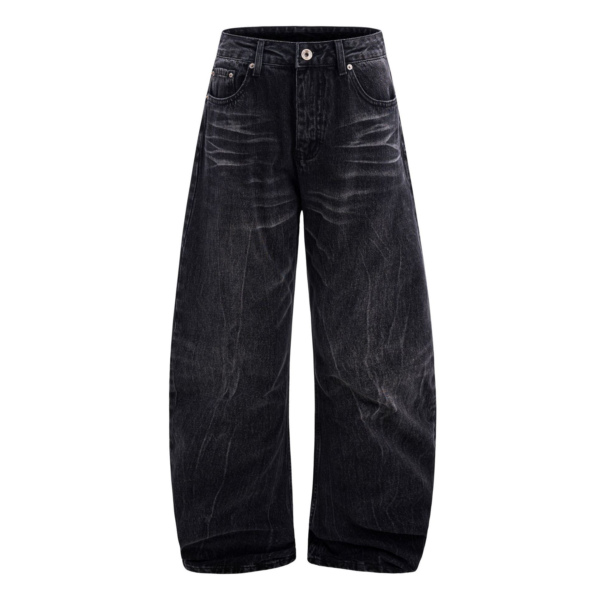 American Washed Old Lightning Crack Jeans Black - D&A