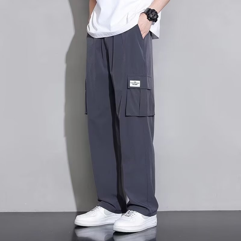 Men's Summer New Ice Silk Overalls Dark Gray - D&A