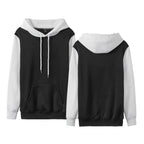 White Version Stitching Loose Casual Fleece-lined Cross-border Hoodie Black With White - D&A