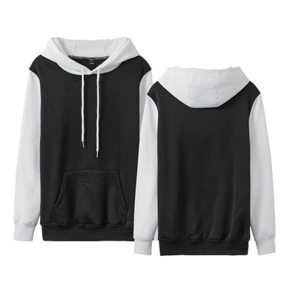 White Version Stitching Loose Casual Fleece-lined Cross-border Hoodie Black With White - D&A