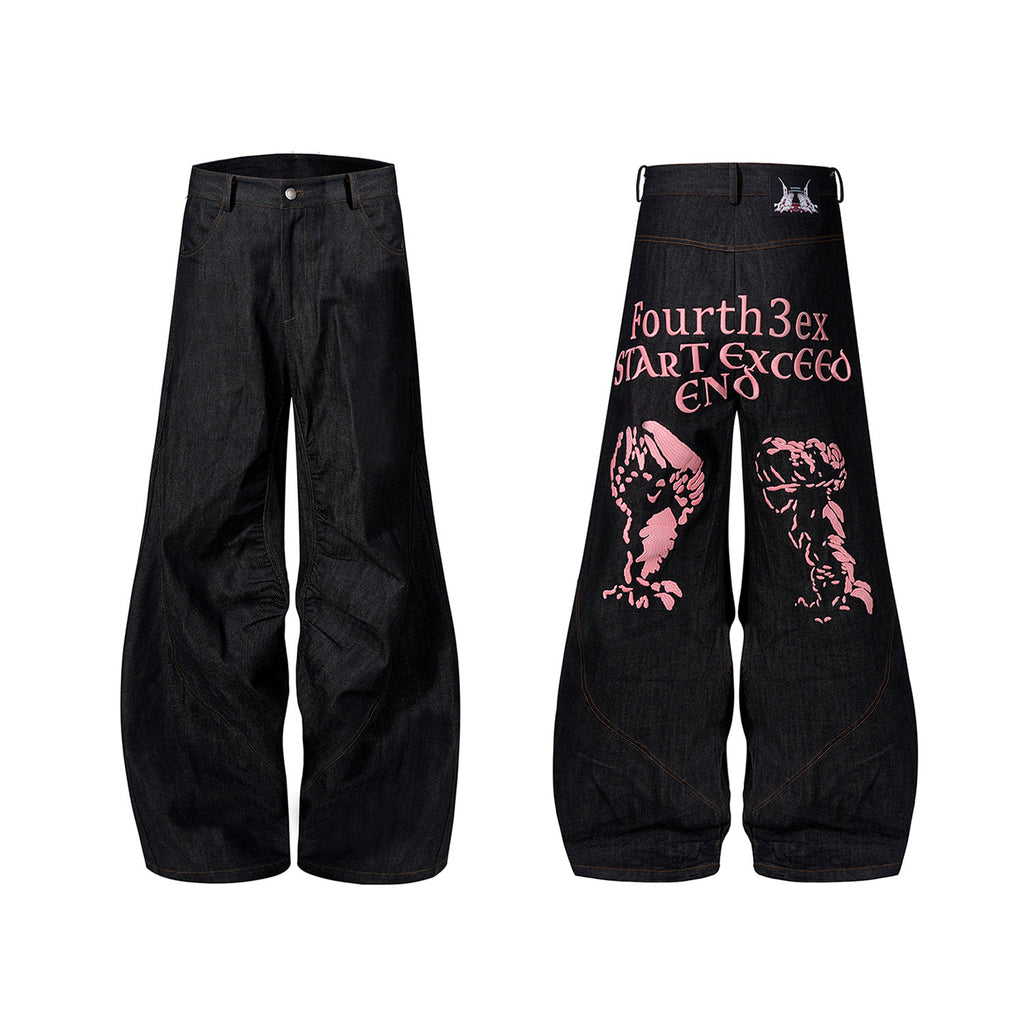 Temperature-sensitive Color-changing Embroidered Red Ear Jeans - D&A