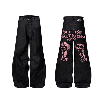 Temperature-sensitive Color-changing Embroidered Red Ear Jeans - D&A