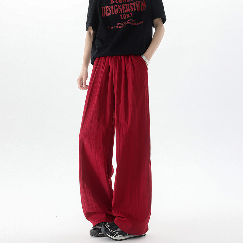 Basamine Ice Silk Drooping Curtain Lazy Men's Summer Mopping Wide-leg Casual Pants - D&A