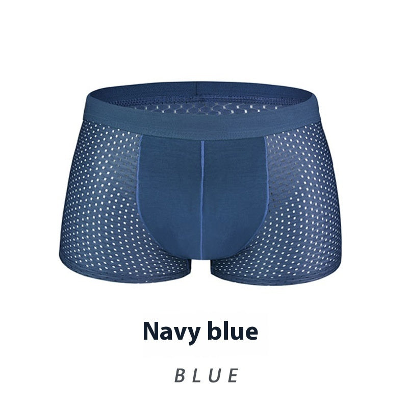 Ice Silk Men's Shorts Head Plus Size Boxer Briefs Blue - D&A