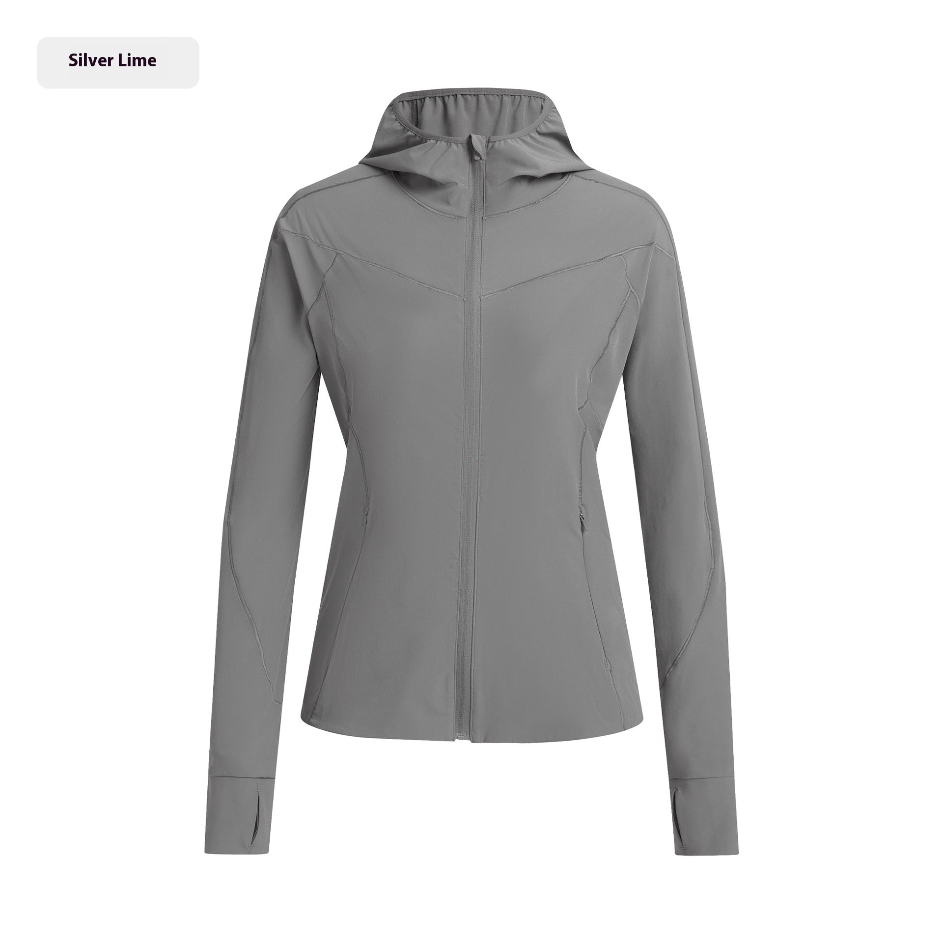 Hooded Stand Collar Sun Protection Quick-drying Coat Silver Lime - D&A