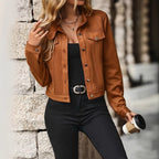 Women's Casual Cropped Casual Jacket - D&A