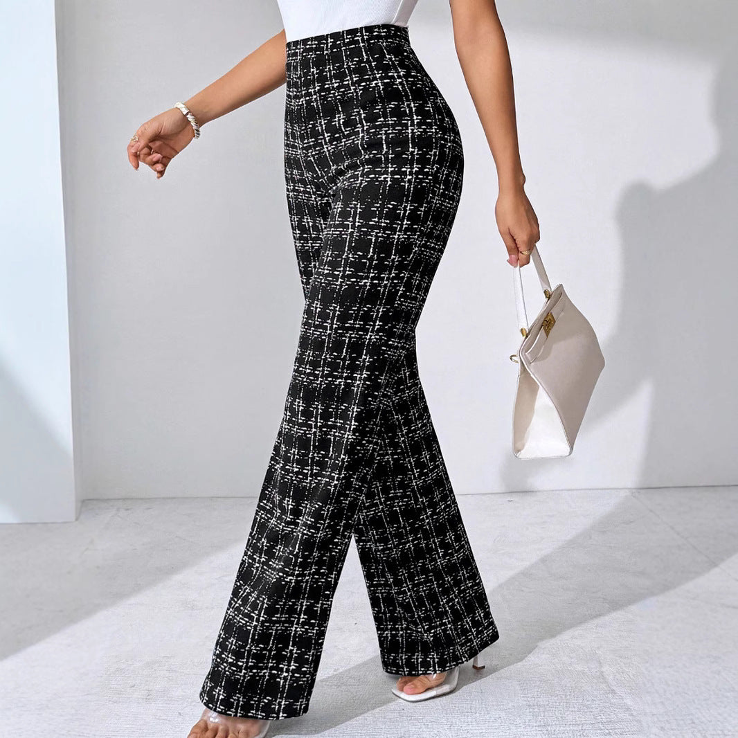 Women's Fashion Casual Plaid Printed Trousers - D&A