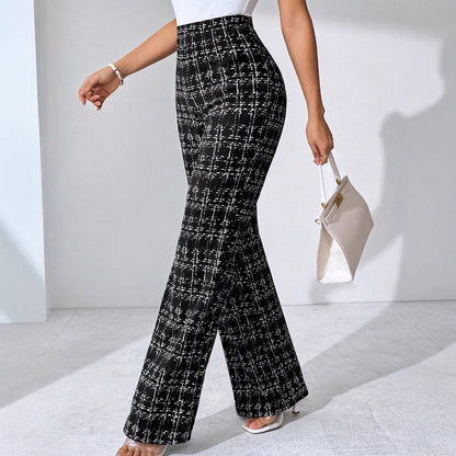 Women's Fashion Casual Plaid Printed Trousers - D&A