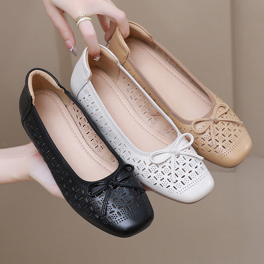 Summer Genuine Leather Breathable Low-cut Women's Shoes - D&A