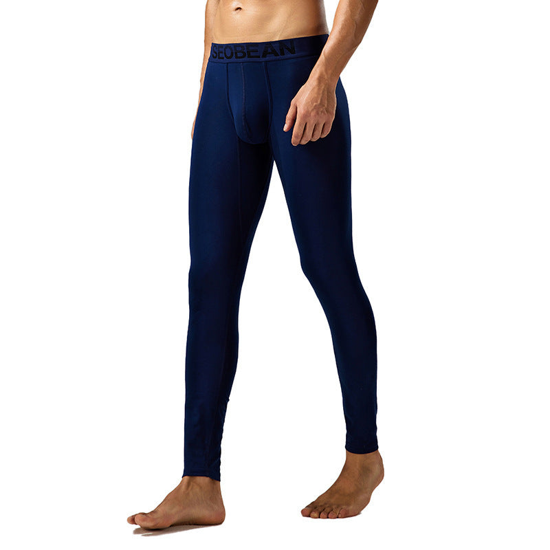 Seobean New Classic Long Johns Men's Fashion Simple Warm Within Long Pajama Pants - D&A